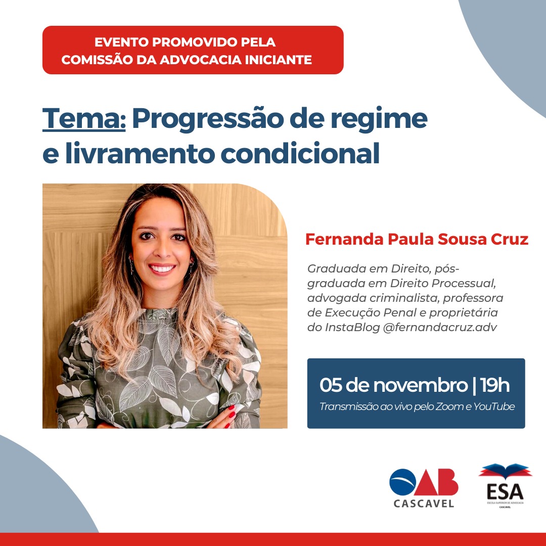 Evento online - Progressão de regime e livramento condicional 